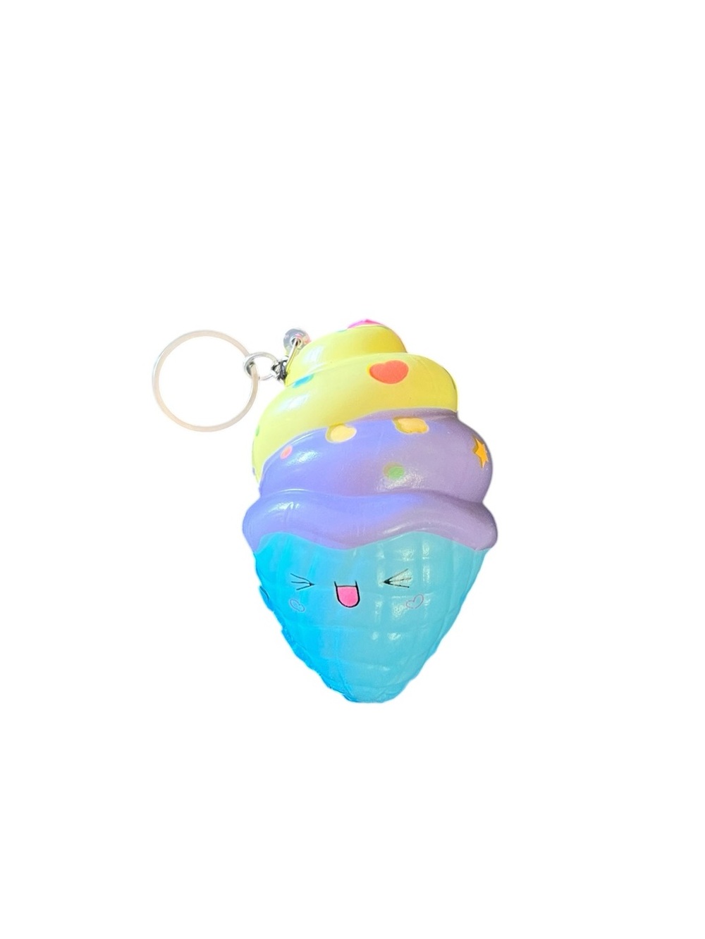 Blue Ice Cream Cone Sprinkles Squishy Toy Best Seller Stress Relief Keychain